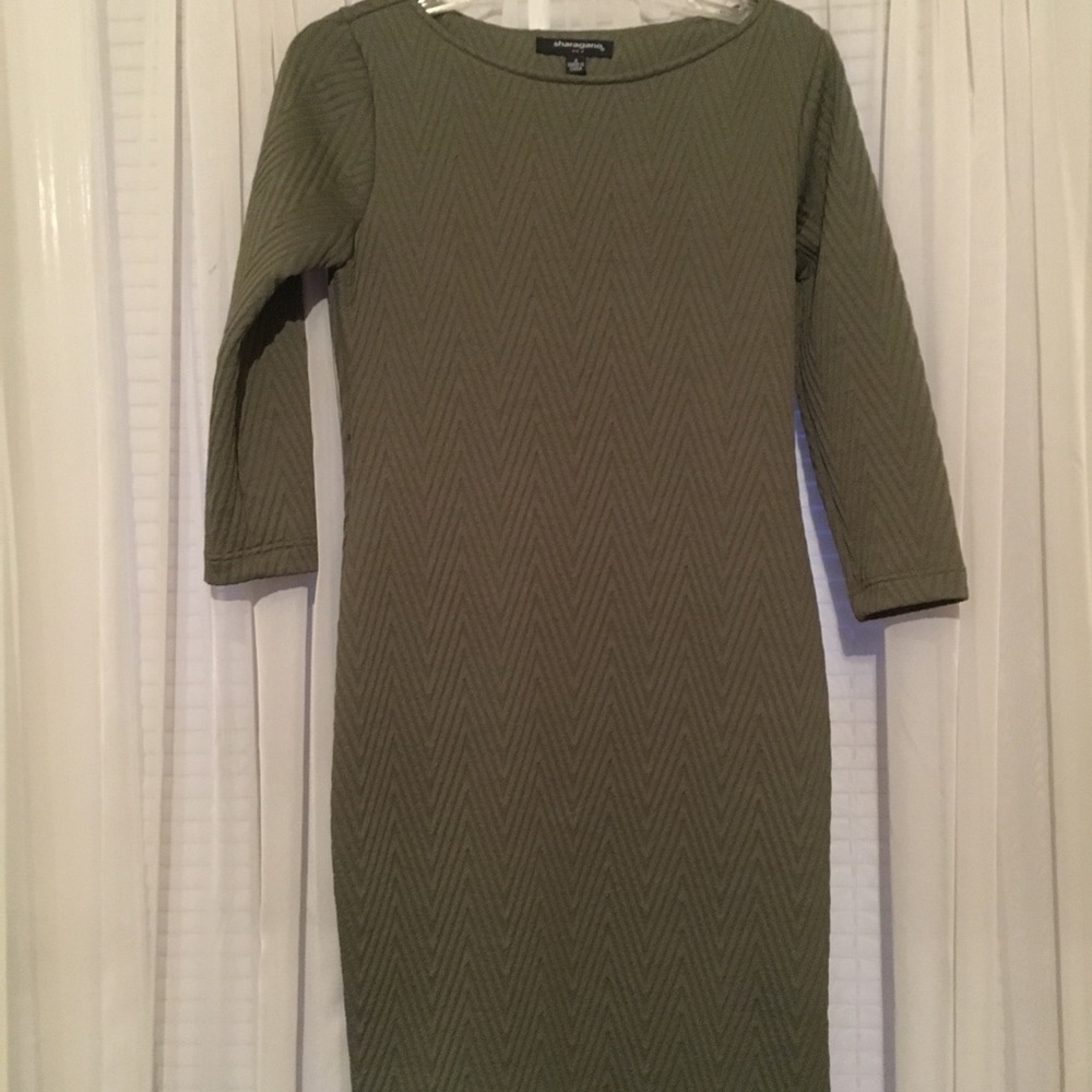 Sharagano olive textured dress size 4